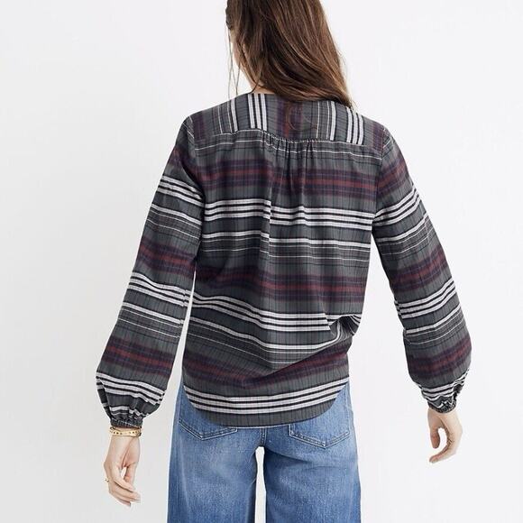 Madewell V-Neck Button-Down Shirt in Pineview Plaid Small NWT - Picture 4 of 9
